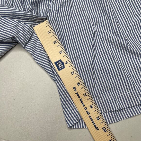 Jos A Bank Shorts Men 42 x 8.5" Inseam Blue Stripe Seersucker Pleated Stays Cool - Picture 6 of 11